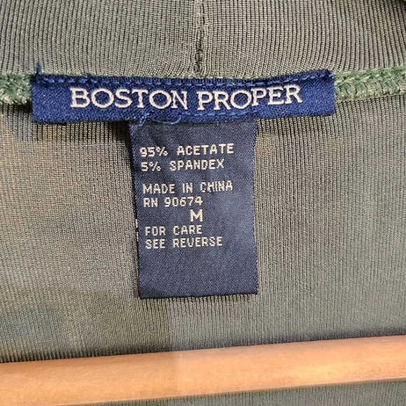 Boston Proper Open Front Ruffled Knit Cardigan Womens Green Size Medium Casual - Picture 9 of 10